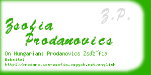 zsofia prodanovics business card